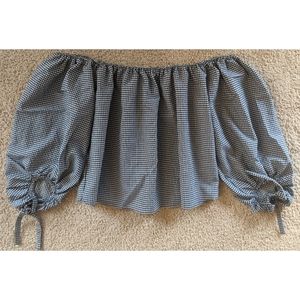 Zara Gingham Off the Shoulder Top EUC